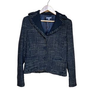 NWOT Ann Taylor Blazer Jacket Women’s 10 Wool Blend Tweed Black 3 Buttons Pocket